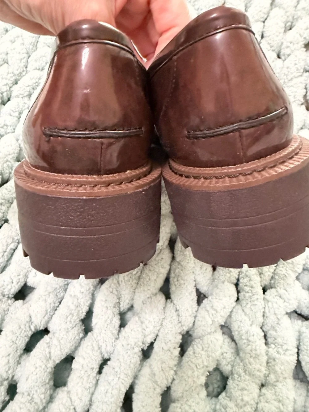 Sam Edelman Brown Patent Leather Lug Sole Loafers - Picture 16 of 17